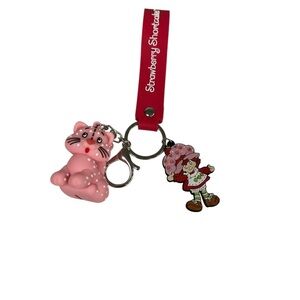 Strawberry Shortcake Pink Key Chain with Strawberry Shortcake and her Kitty Cat